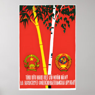 Póster Cartel de propaganda de la amistad vietnamita-sovi