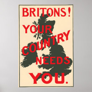 Póster Cartel de propaganda de la Primera Guerra Mundial 