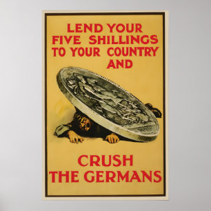 Póster Cartel de propaganda de la Primera Guerra Mundial 