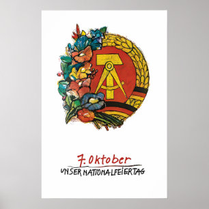 Póster Cartel de propaganda de la RDA Día Nacional de Ale