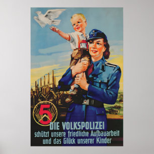 Póster Cartel de propaganda de la RDA La Volkspolizei pro
