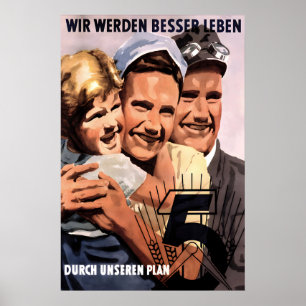 Póster Cartel de propaganda de la RDA Viviremos mejor con