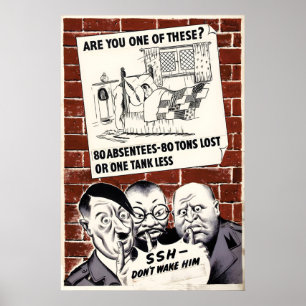 Póster Cartel de propaganda de la Segunda Guerra Mundial 