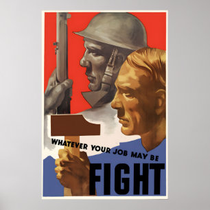 Póster Cartel de propaganda de la Segunda Guerra Mundial 