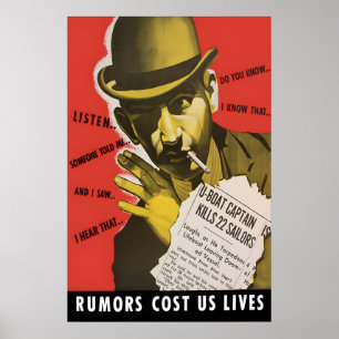 Póster Cartel de propaganda de la Segunda Guerra Mundial: