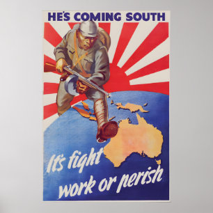 Póster Cartel de propaganda de la Segunda Guerra Mundial