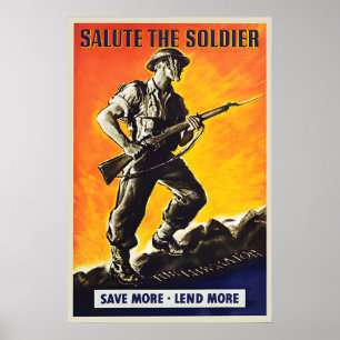 Póster Cartel de propaganda de la Segunda Guerra Mundial 