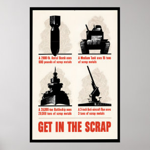 Póster Cartel de propaganda de la Segunda Guerra Mundial 
