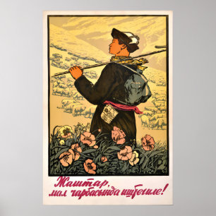 Póster Cartel de Propaganda de la Unión Soviética Kirguis