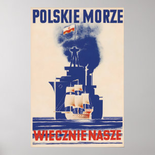 Póster Cartel de propaganda de Polonia de la década de 19