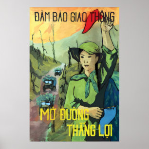 Póster Cartel de propaganda de Vietnam Asegurar el tráfic