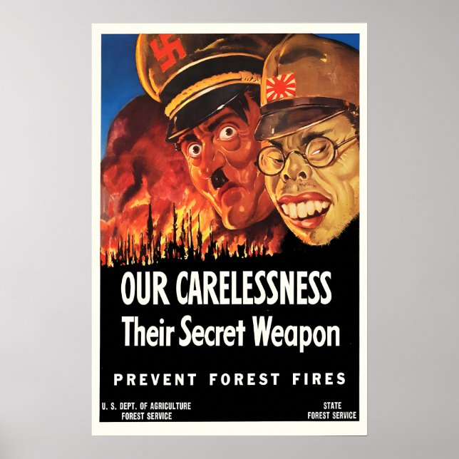 Póster Cartel de Propaganda EE. UU. Prevenga Incendios Fo (Frente)