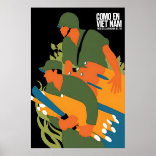Póster Cartel de propaganda Guerra de Vietnam solidaridad
