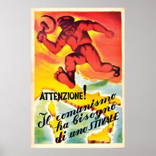 Póster Cartel de propaganda italiana anticomunista Italia