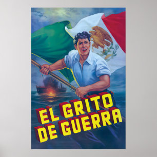 Póster Cartel de propaganda mexicana de la Segunda Guerra