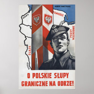 Póster Cartel de propaganda polaca Puestos fronterizos en