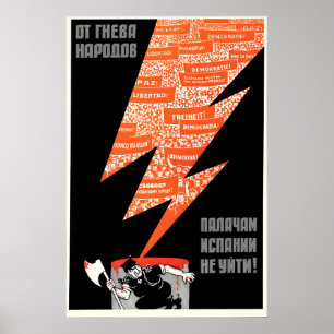 Póster Cartel de propaganda soviética anti-Franco España,