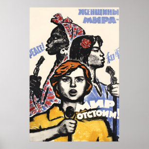 Póster Cartel de propaganda soviética contra la raza y el
