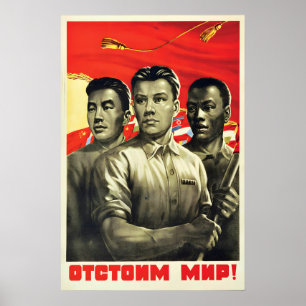 Póster Cartel de propaganda soviética de 1951 Naciones po