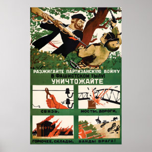 Póster Cartel de propaganda soviética de la Segunda Guerr