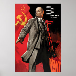 Póster Cartel de propaganda soviética de Lenin, ¡Viva Len