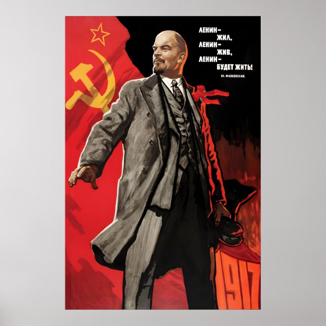 Póster Cartel de propaganda soviética de Lenin, ¡Viva Len (Frente)