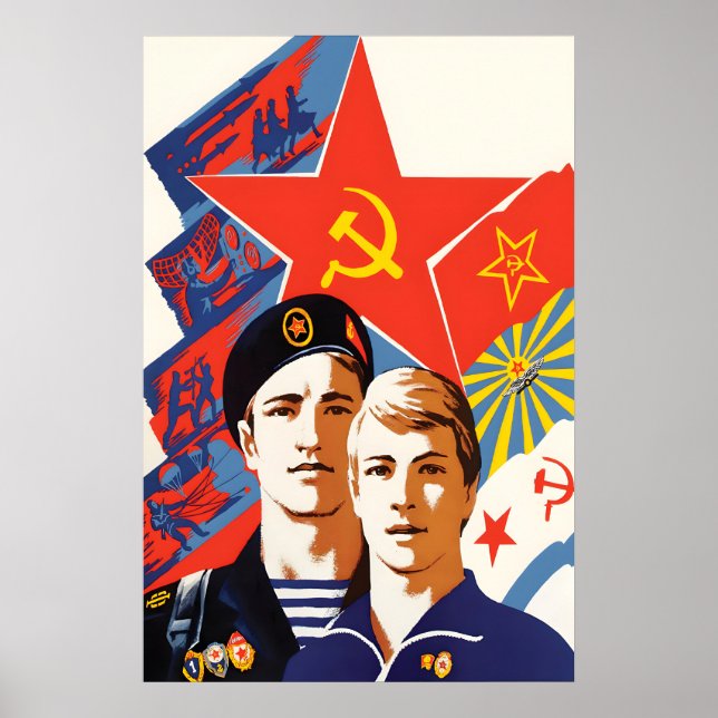Póster Cartel de propaganda soviética Escuela del Ejércit (Frente)