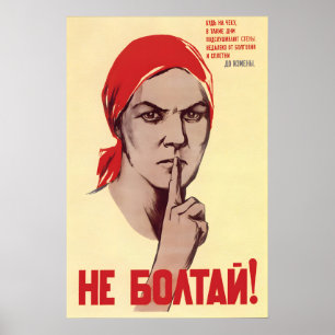 Póster Cartel de propaganda soviética – ¡No hables! Espía