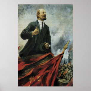 Póster Cartel de Propaganda Soviética - Retrato de Lenin 