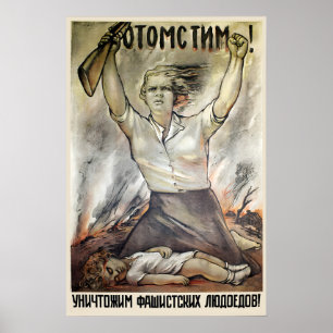 Póster Cartel de propaganda soviética  ¡Venganza! Vamos