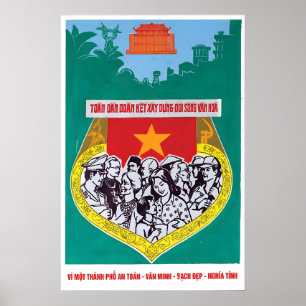 Póster Cartel de propaganda Vietnam Estamos construyendo 