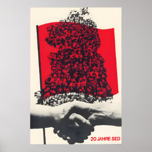 Póster Cartel de propaganda vintage de la RDA Unidad soci
