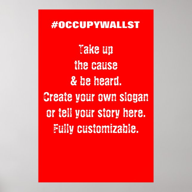 Póster Cartel de protesta del personalizado Occupy Wall S (Frente)