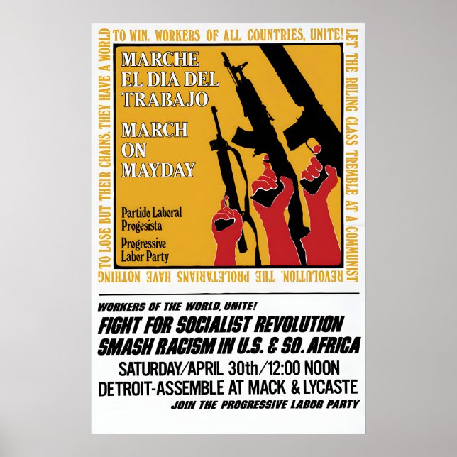Póster Cartel de protesta del Primero de Mayo en EE. UU.  (Frente)