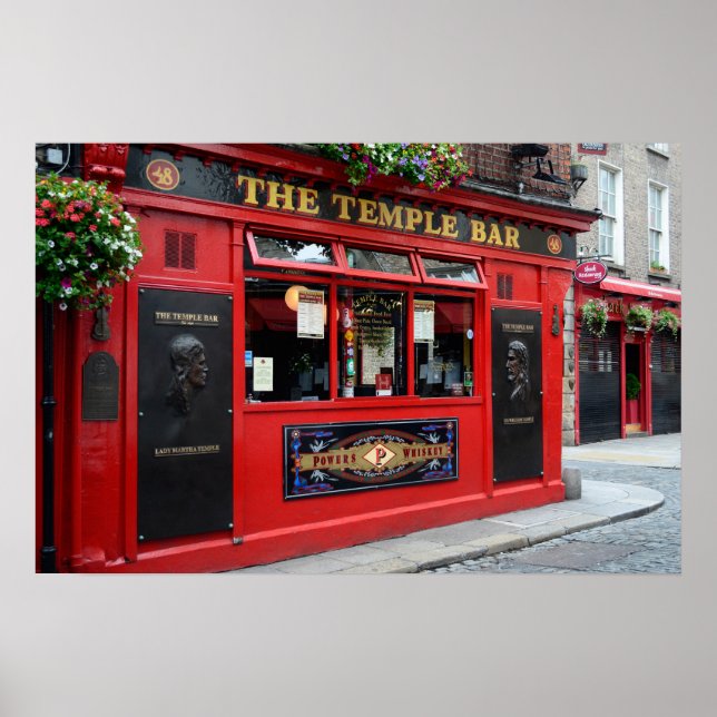 Póster cartel de pub Red Temple Bar en Dublín (Frente)