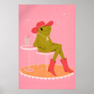 Póster Cartel de Rana Vaquera, Estampado Animal Occidenta