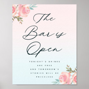 Póster Cartel de Recepción de Boda: Bar de Jardín Francés