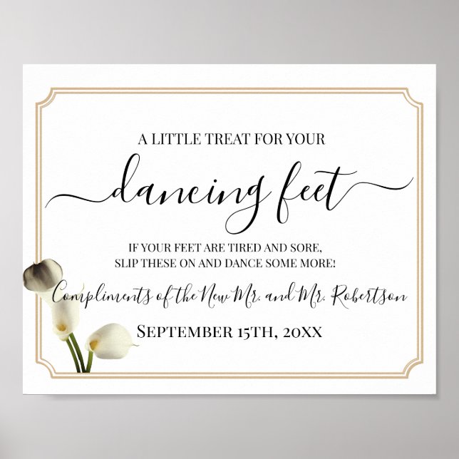 Póster Cartel de recepción de boda de chanclas para pies  (Frente)