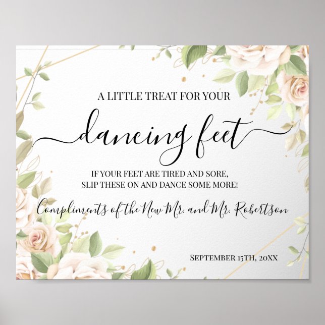 Póster Cartel de recepción de boda de chanclas para pies  (Frente)