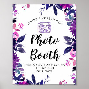 Póster Cartel de recepción de boda para cabina de fotos S