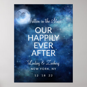 Póster Cartel de recepción de luna en el cielo lunar feli