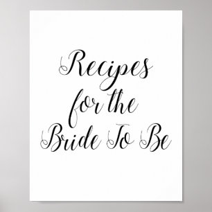 Póster Cartel de Recetas para la Novia en la Despedida de