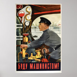 Póster Cartel de reclutamiento soviético Seré conductor d