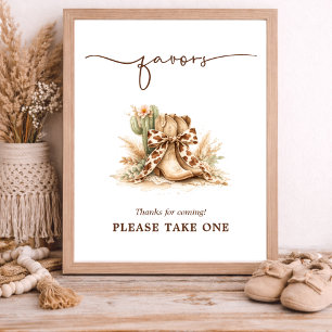 Póster Cartel de Recuerdos de Baby Shower del Vaquero Peq