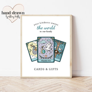 Póster Cartel de regalo para baby shower de tarot para en