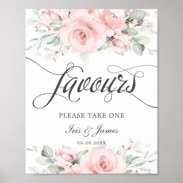 Póster Cartel de Regalos de Boda de Floral Verde Tono Sua (Frente)