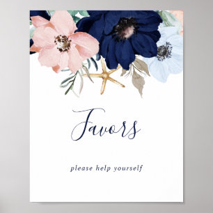 Póster Cartel de Regalos de Boda Floral Náutico Moderno