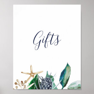 Póster Cartel de regalos de vegetación náutica moderna