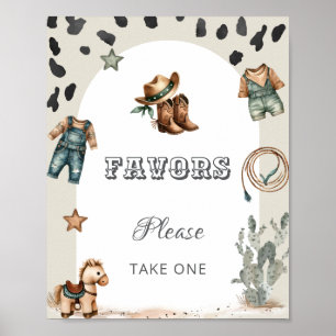 Póster Cartel de Regalos para Baby Shower de Vaquero Occi