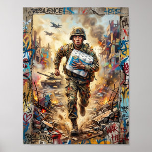 Póster Cartel de Resiliencia y Esperanza en Medio de las 